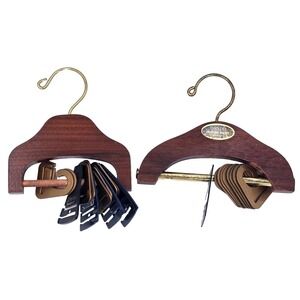 Vintage Dante American Walnut Wood Tie Hanger Racks w/ 22 Necktie Holders